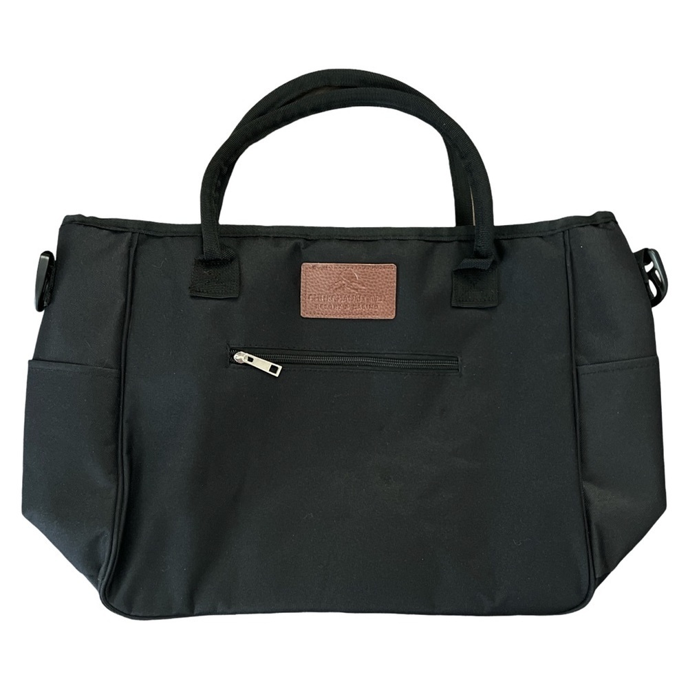 Black Zippered Tote Shoulder Crossbody Travel Bag Chukchansi Casino